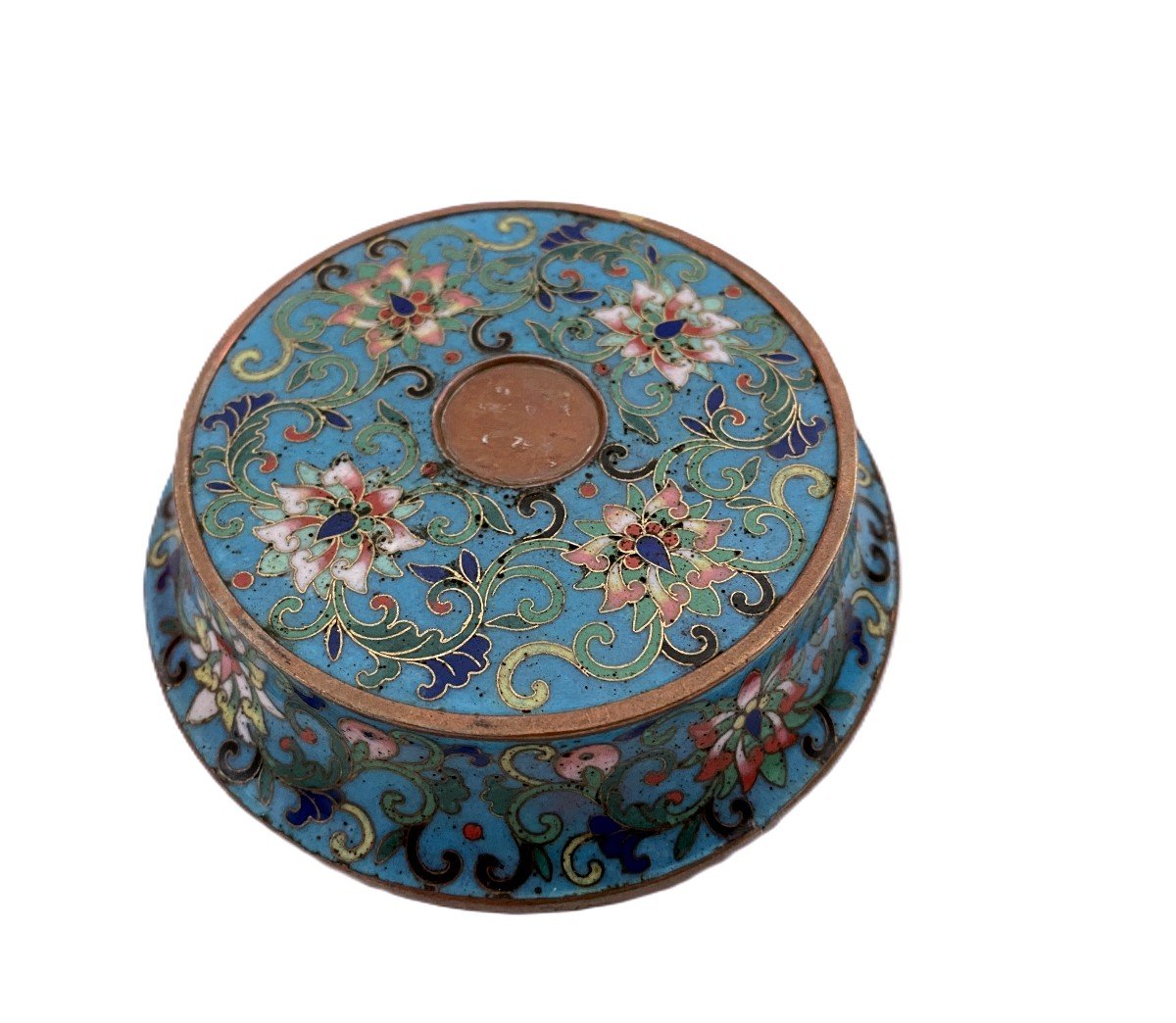 Antique 19th Century Chinese Cloisonne Enamel Cup Dish China -photo-2