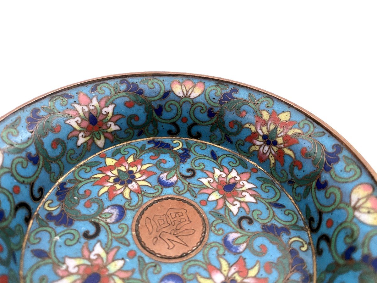 Antique 19th Century Chinese Cloisonne Enamel Cup Dish China -photo-1