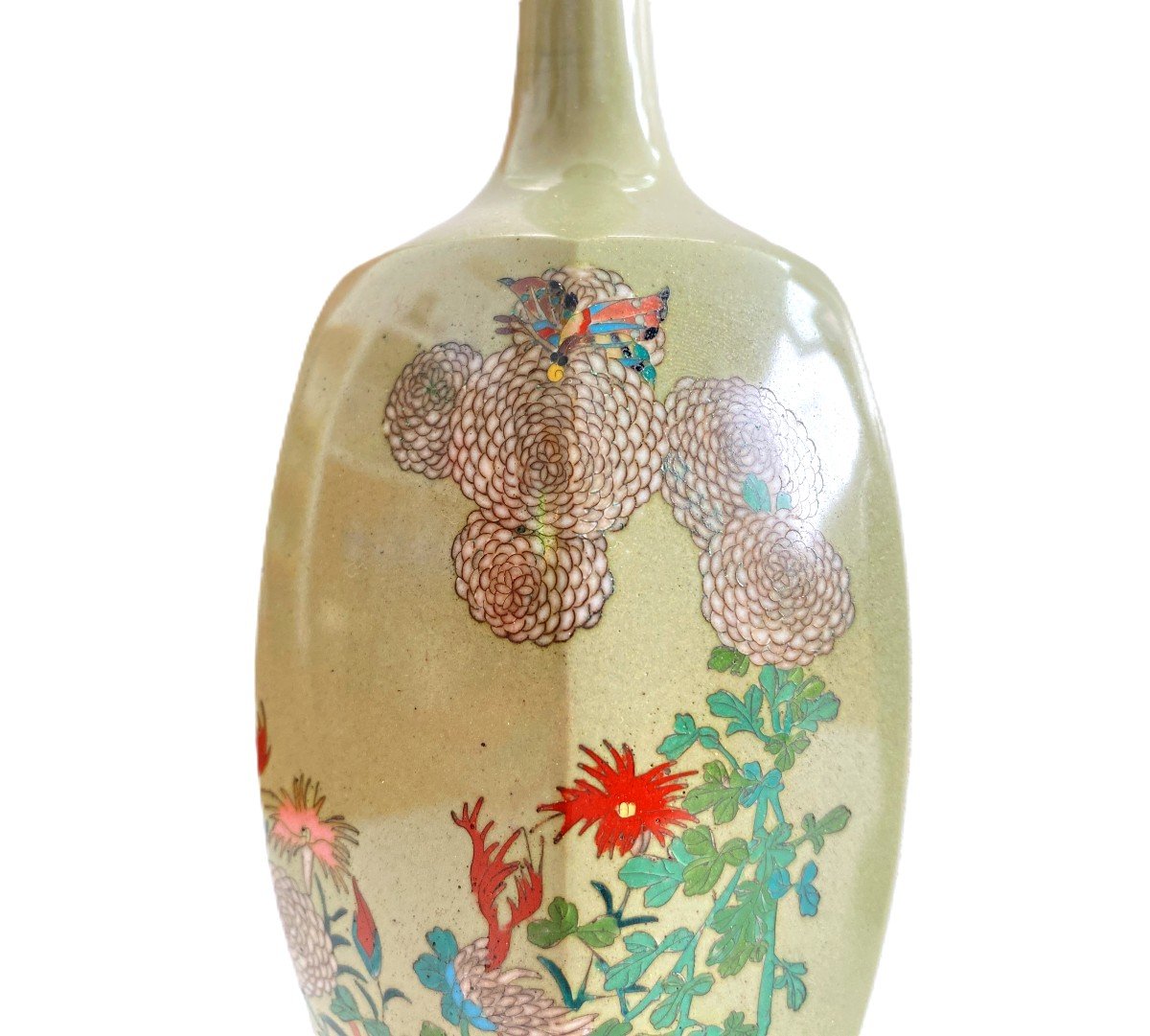 Paire De Vases Emaux Cloisonnés Japon-photo-3
