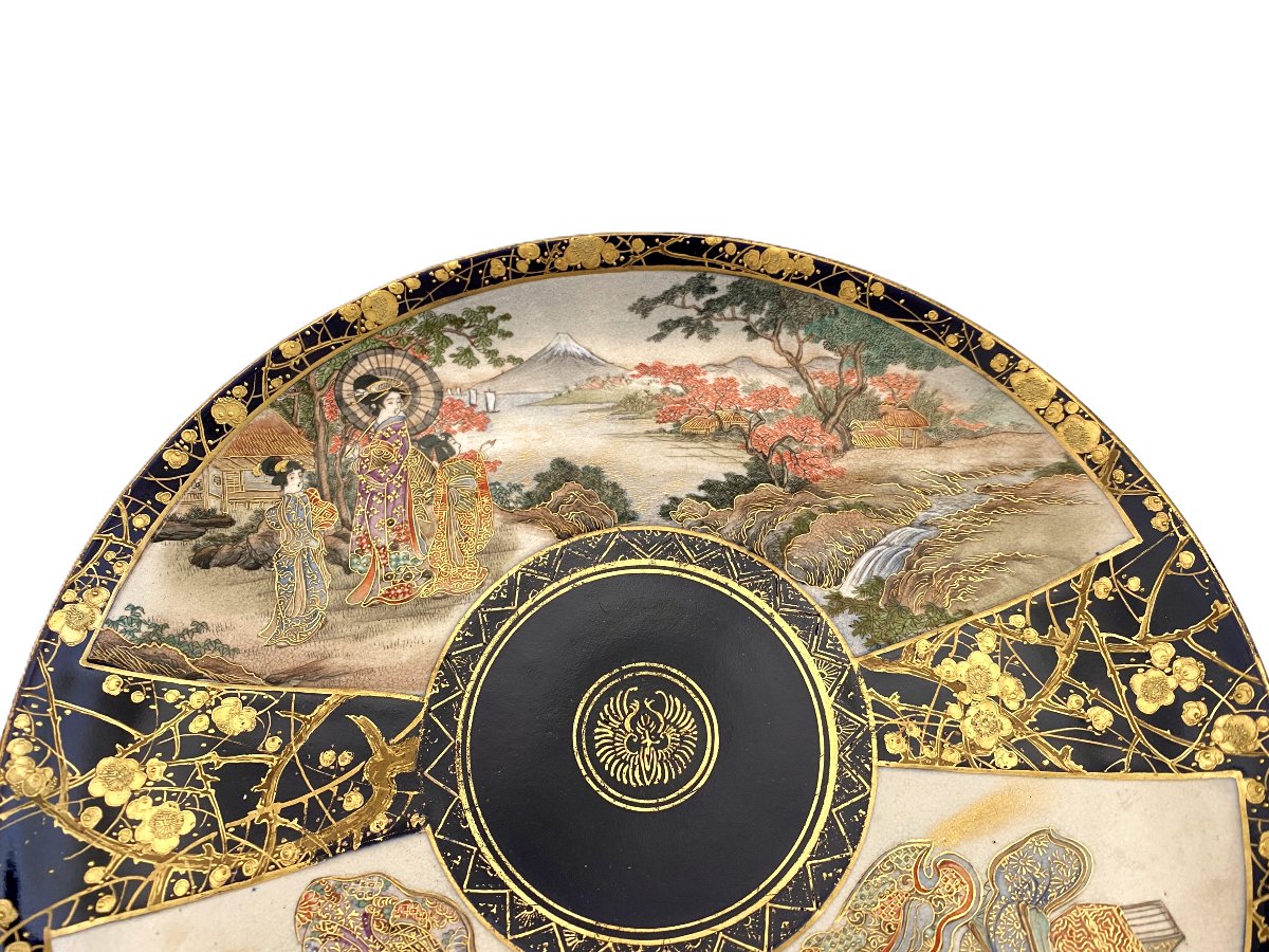 Antique Japanese Satsuma Earthenware Plate Dish-photo-4
