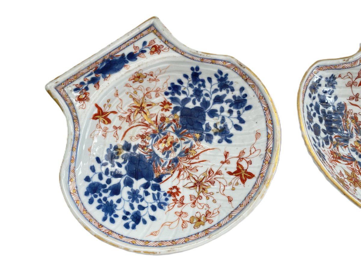Pair Of Shell-shaped Cups, Imari China, 18th Century-photo-3