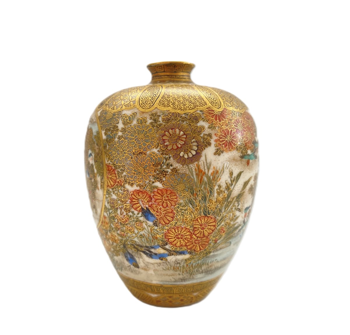 Small Satsuma Earthenware Vase From Japan By Kinkozan-photo-1