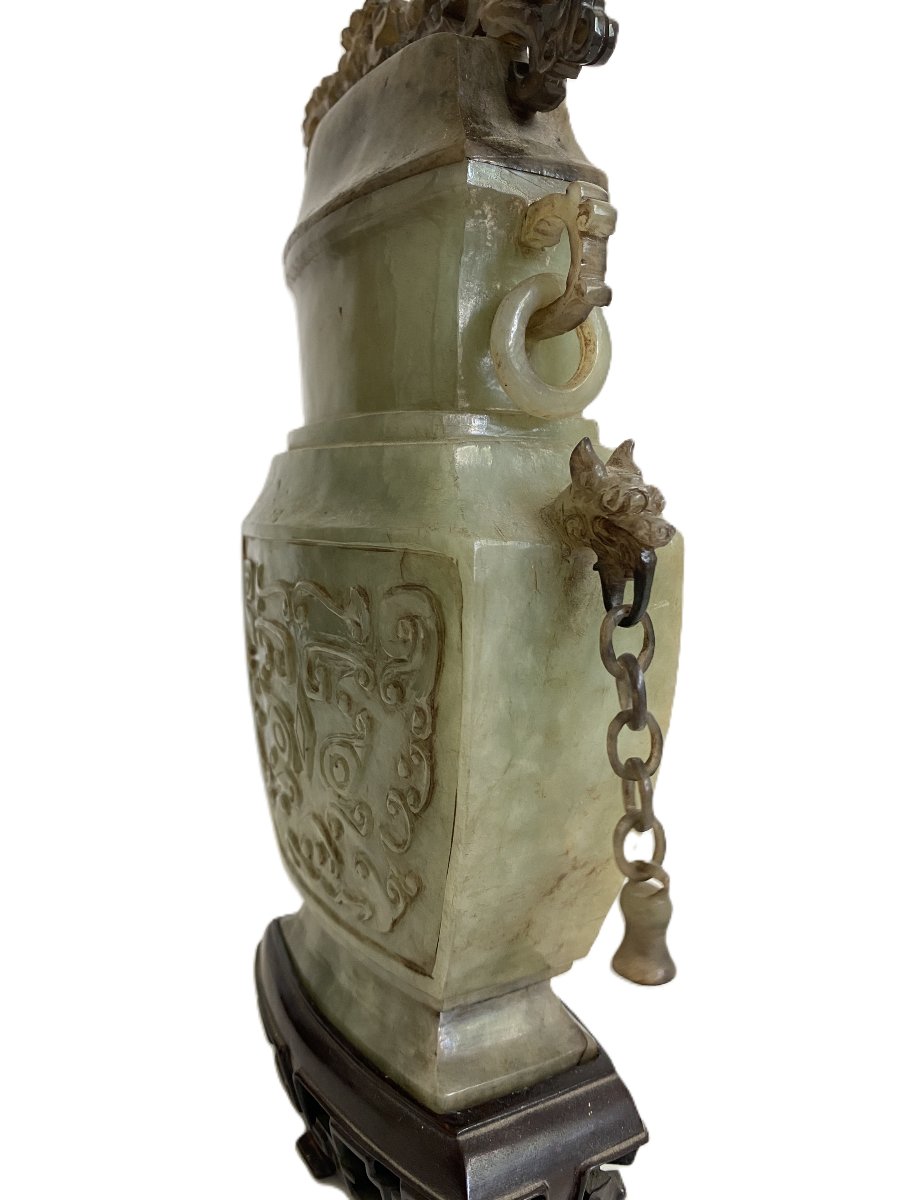 Nephrite Jade Sculpture With Archaic Chinese Motifs-photo-1