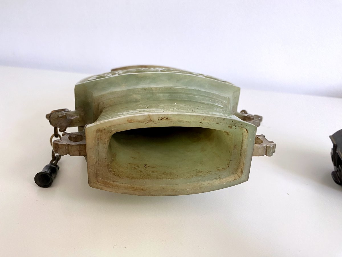 Nephrite Jade Sculpture With Archaic Chinese Motifs-photo-5