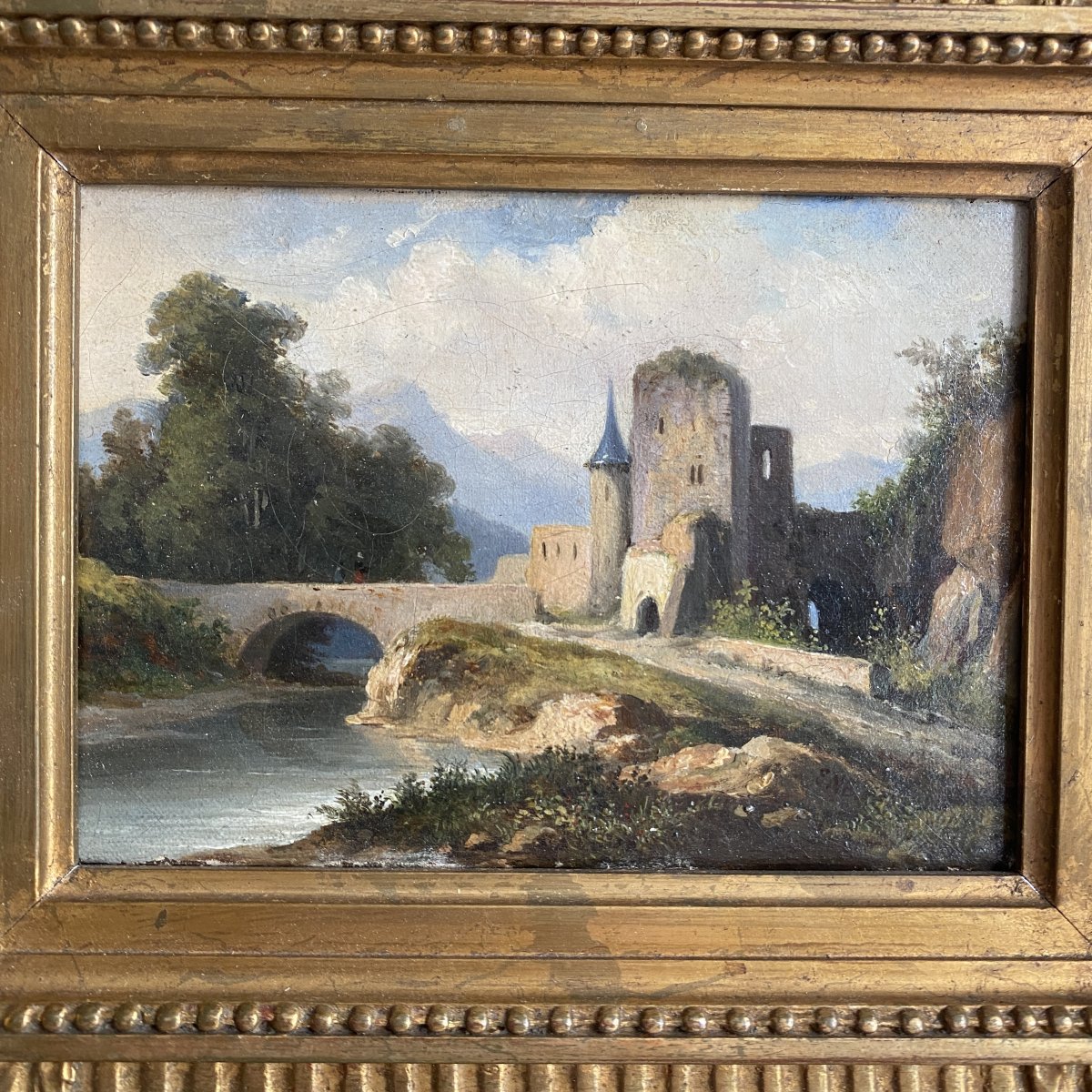 Eugène Victor Bourgeois - 19th-century Oil-on-canvas Painting Of A Castle -photo-2