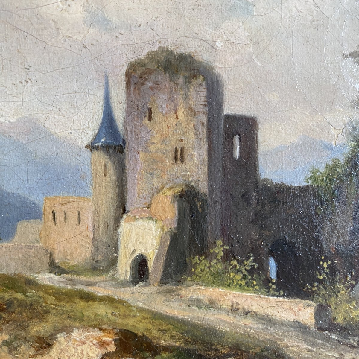 Eugène Victor Bourgeois - 19th-century Oil-on-canvas Painting Of A Castle -photo-4