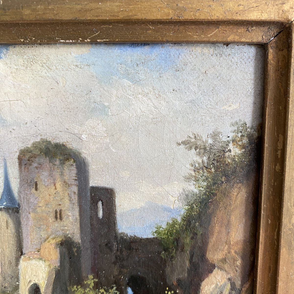 Eugène Victor Bourgeois - 19th-century Oil-on-canvas Painting Of A Castle -photo-4