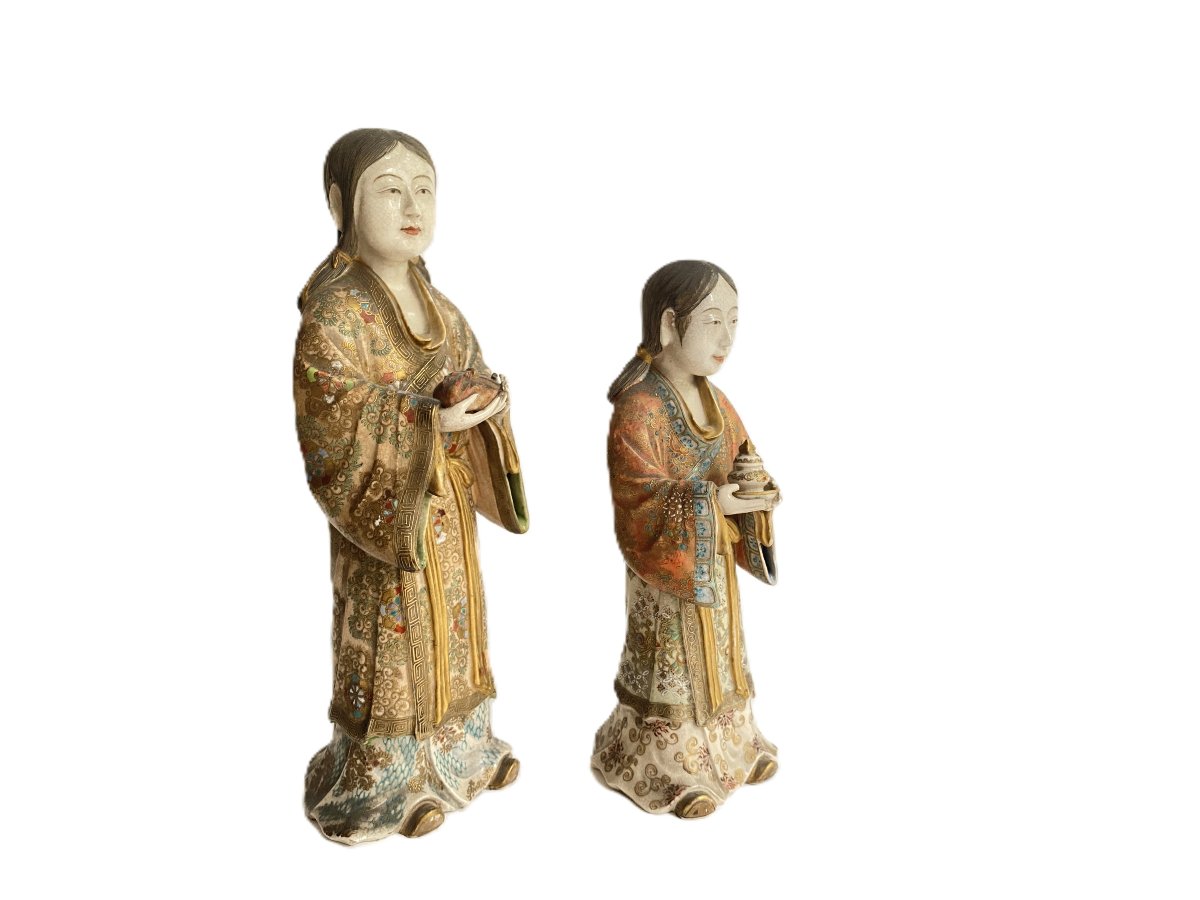 Antique Japanese Satsuma Statues Pair-photo-2