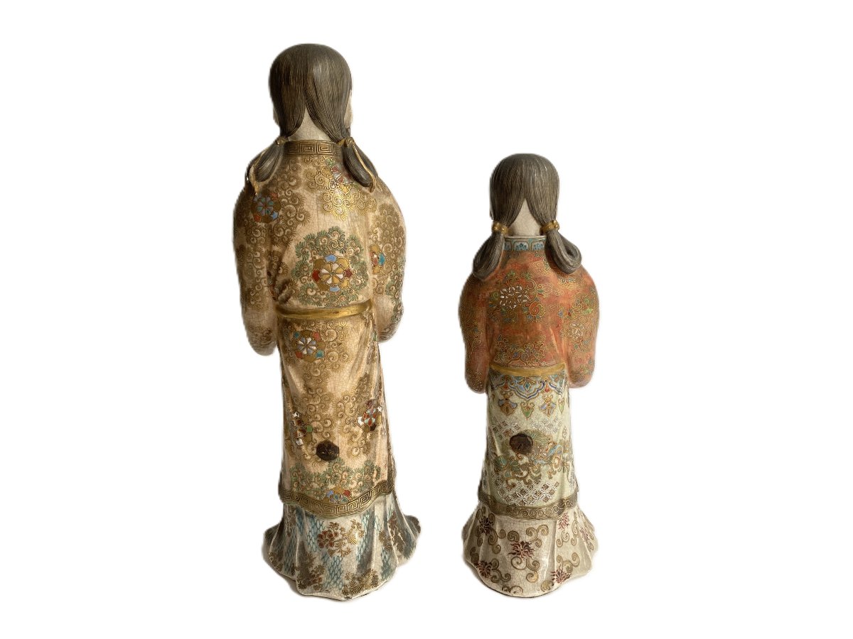Antique Japanese Satsuma Statues Pair-photo-3