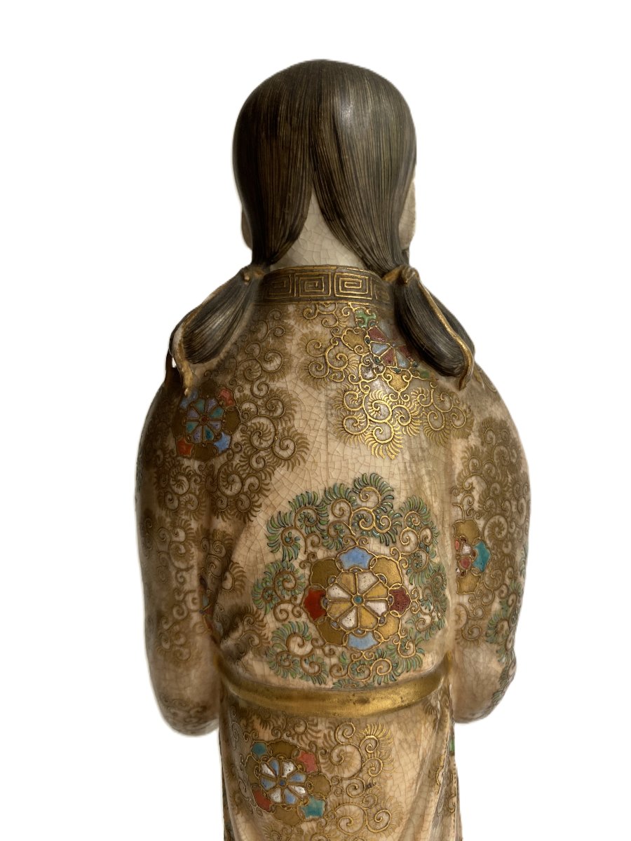 Antique Japanese Satsuma Statues Pair-photo-4