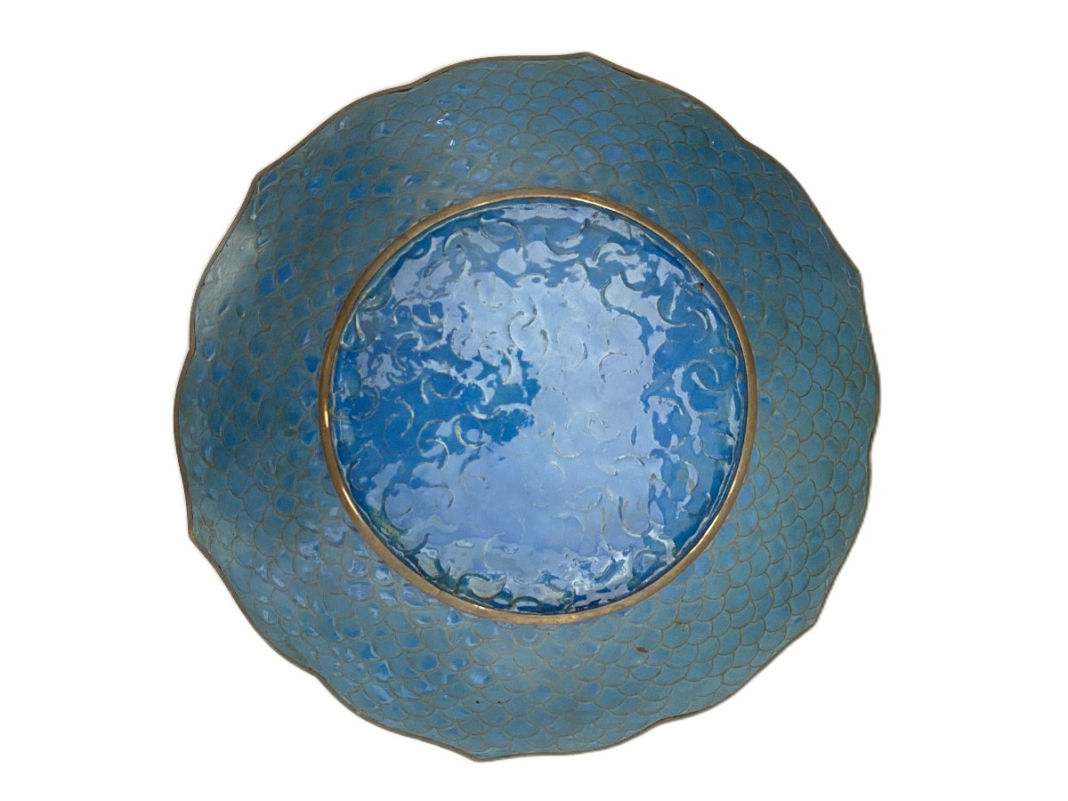 Ancien plat cloisonné à décor de dragons Japon-photo-1