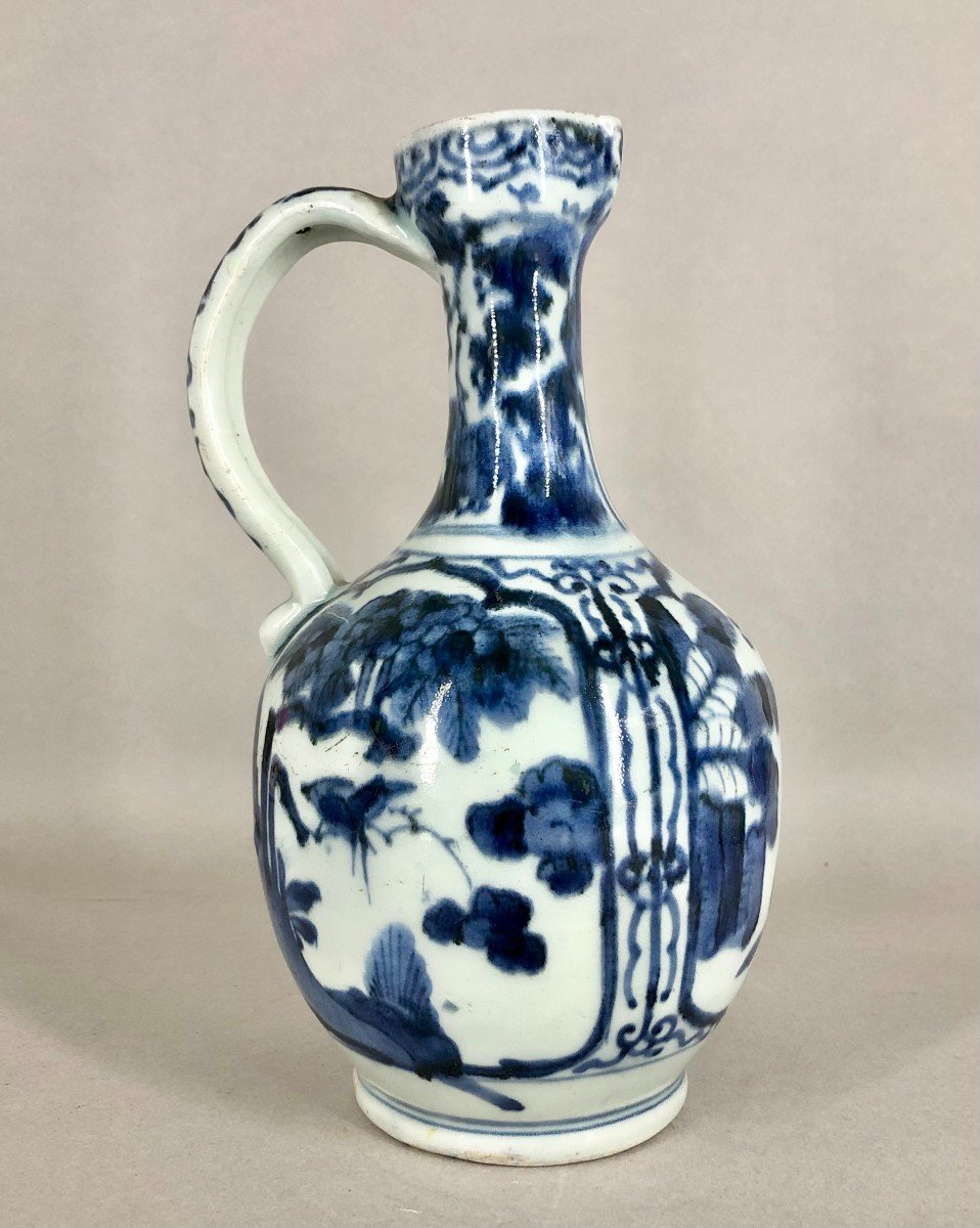 Antique 17th C Japanese Arita Blue And White Porcelain Ewer Jug-photo-3