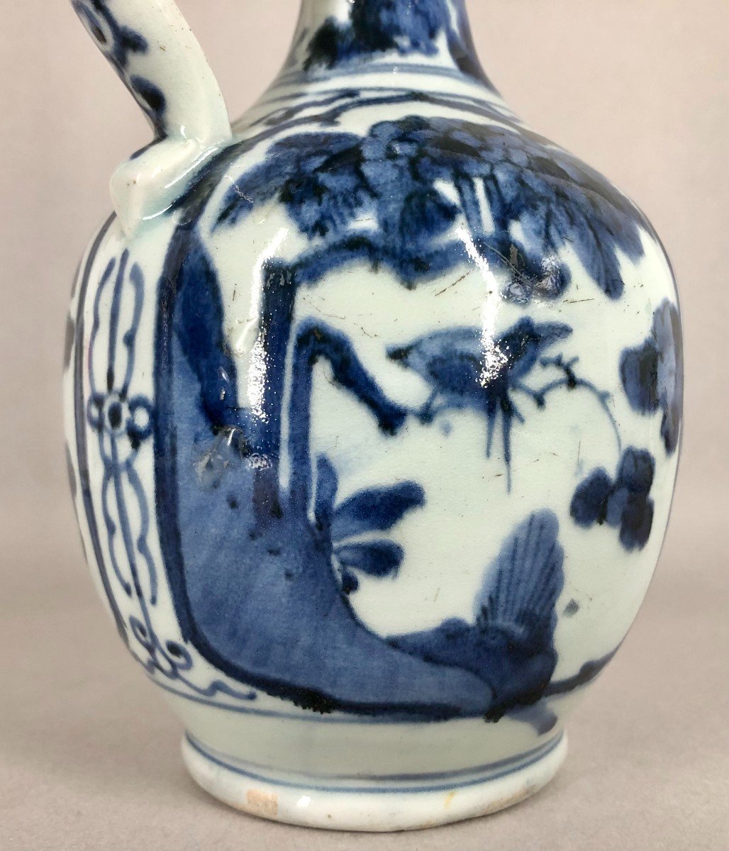 Antique 17th C Japanese Arita Blue And White Porcelain Ewer Jug-photo-1