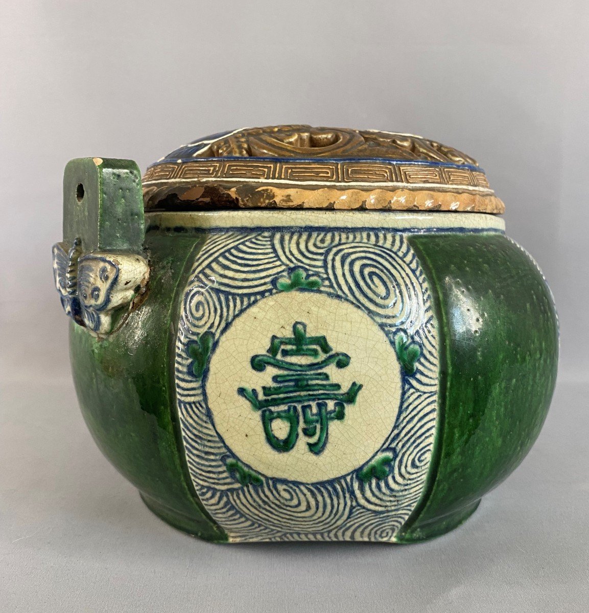 Large Ceramic Perfume Burner From Kyoto Japan 19th C-photo-2