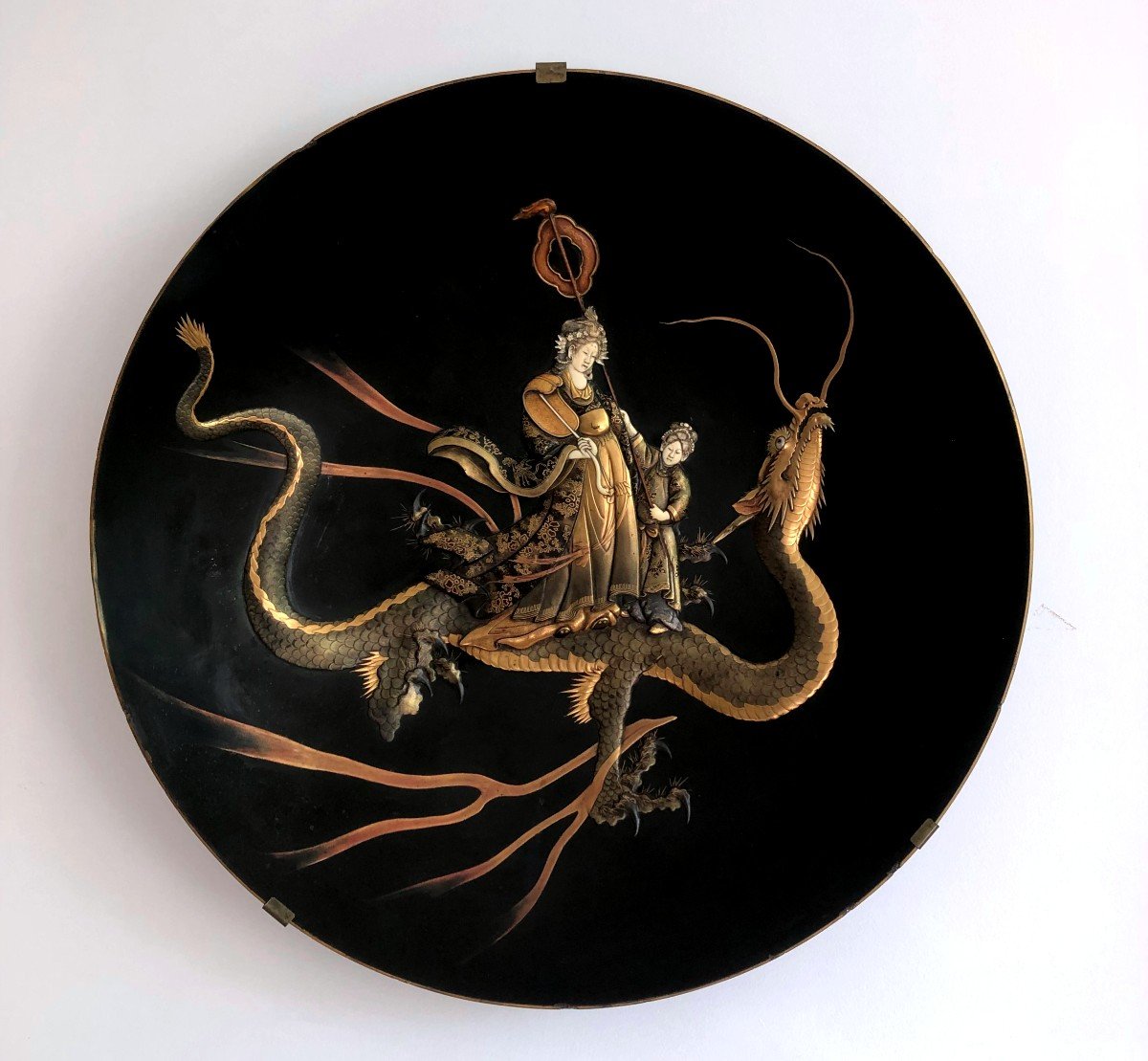 Grand Plat En Laque Japon Shibayama Meiji