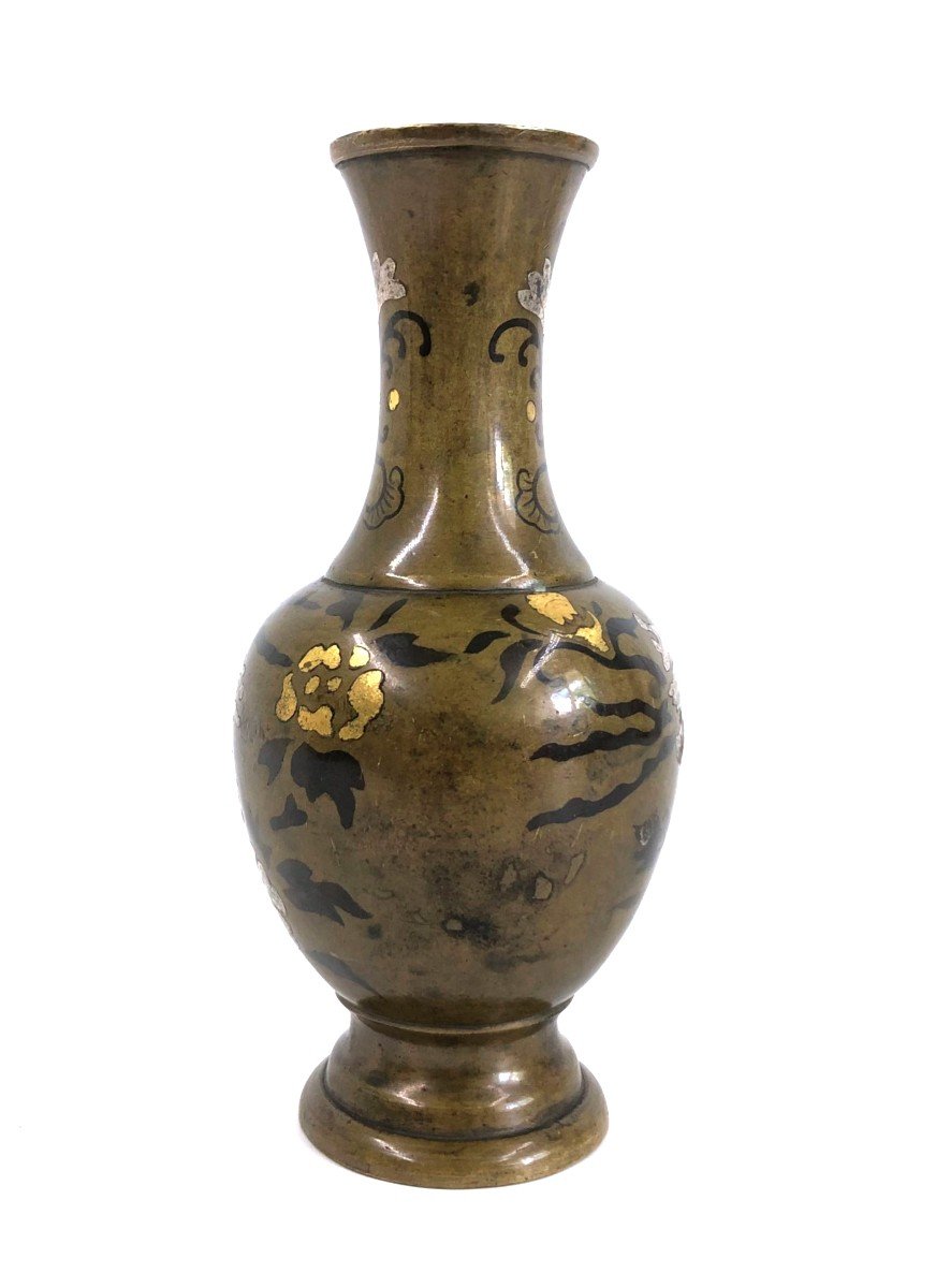 Petit Vase Japon en Bronze Shakudo Style de Nogawa -photo-3