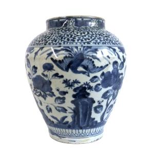 17th C Japanese Blue & White Porcelain Vase Arita