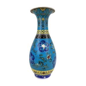 Large Cloisonne Vase On Totail Shippo Porcelain By Takeuchi Chubei Japan Meiji Period