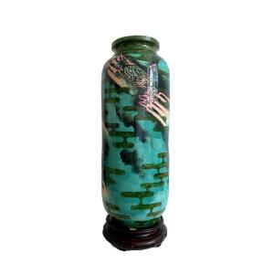 Grand Vase Balustre Faïence de Satsuma Signé Tanzan