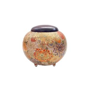 Vase couvert faïence de Satsuma décor fleurs 