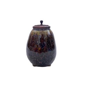 Rare petit pot à thé en faïence de satsuma glaçure noire