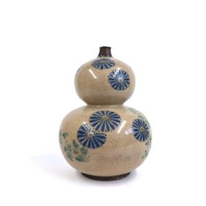 Vase Bouteille Sake Double Gourde Grès Kyoto Kiyomizu Japon Edo 18 eme