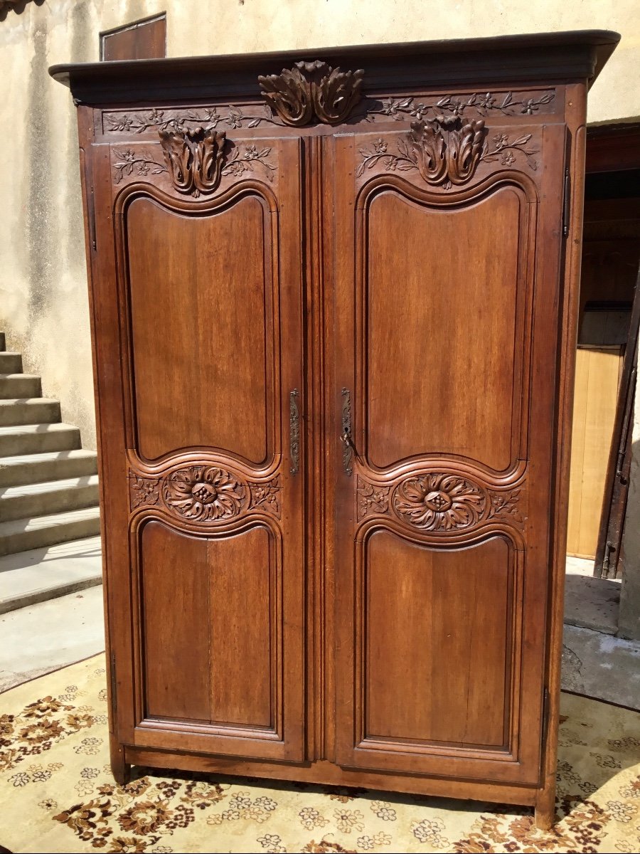 Armoire Régence De Mariage En Chêne D  époque XVIIIém.-photo-7