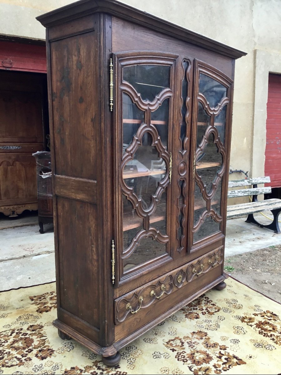 Bibliothèque Vitrine Louis XV En Chêne D époque 18ème -photo-2