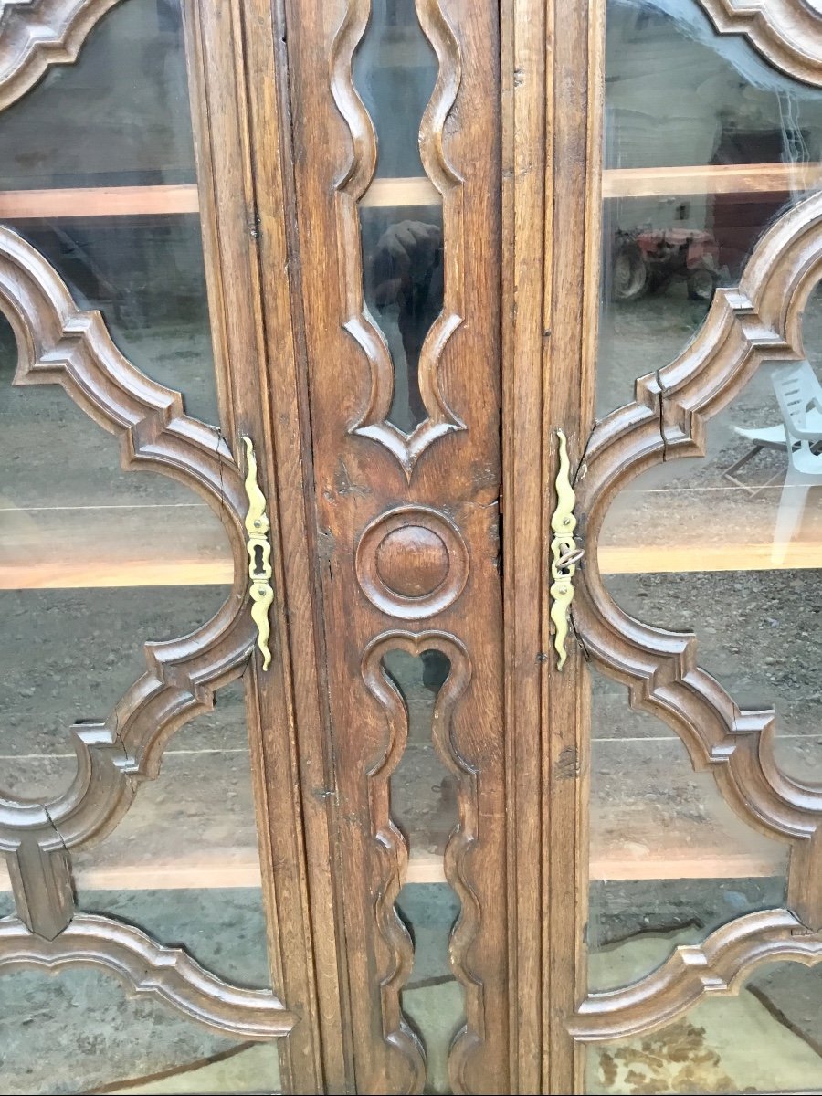 Bibliothèque Vitrine Louis XV En Chêne D époque 18ème -photo-1