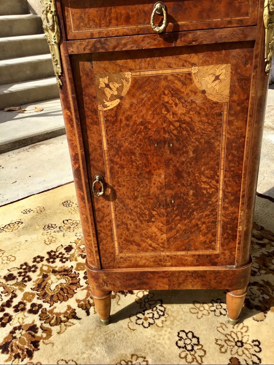 Empire Style Nightstand In Burl Walnut From The 1900s.-photo-1