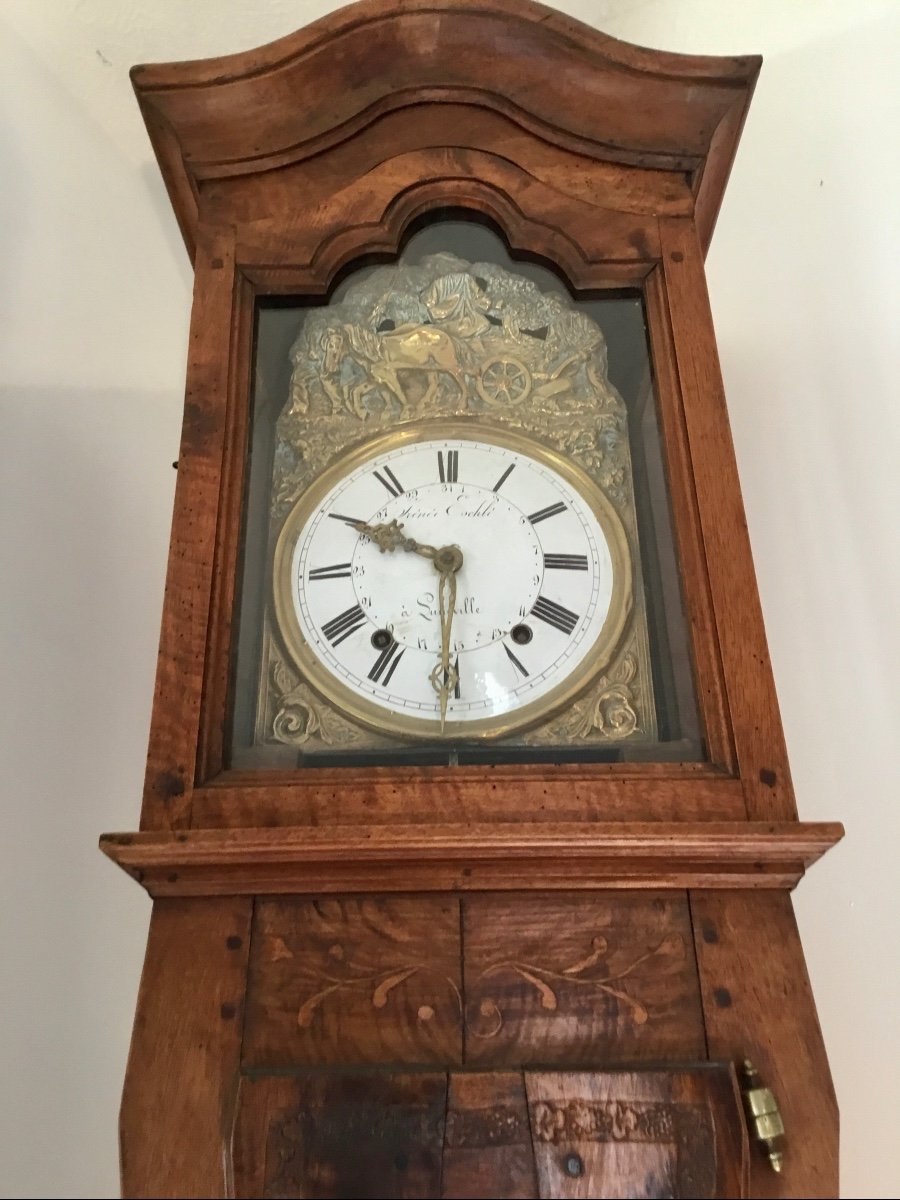Horloge De Parquet Bressane En Ronce De Noyer époque 19emsiècle -photo-7