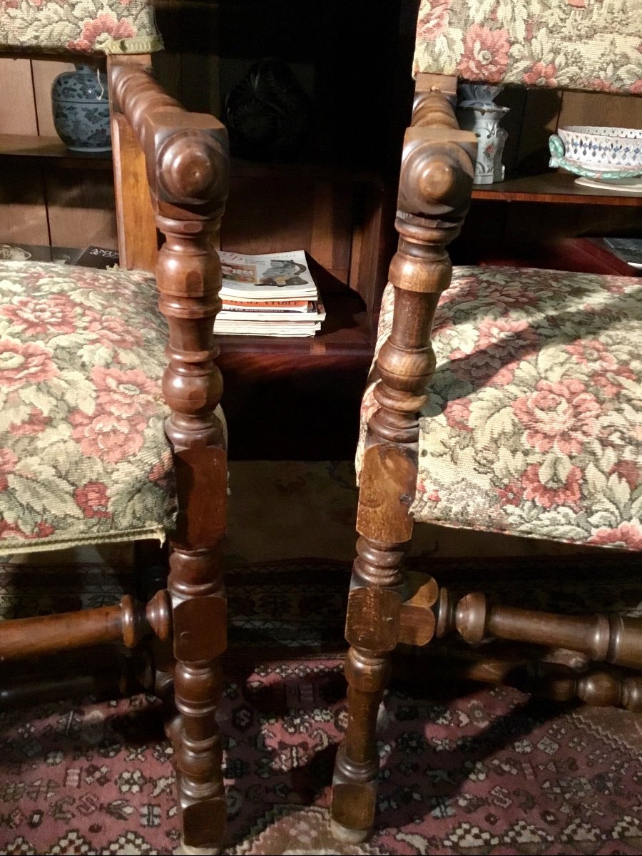 Pair Of Armchairs Louis XIII 19th Century-photo-3