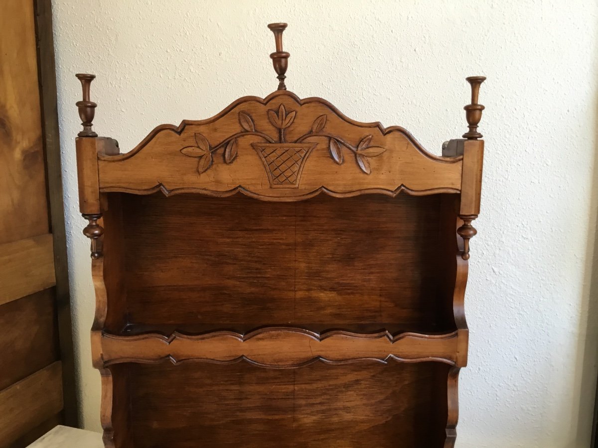 Estanier, Provençal Wall Shelf In Louis XV Style, In Walnut, 20th Century-photo-2