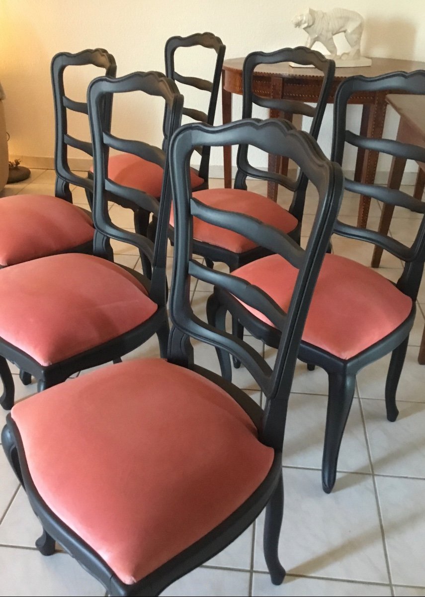 Suite De Six Chaises De Style Louis XV époque 1900-photo-2