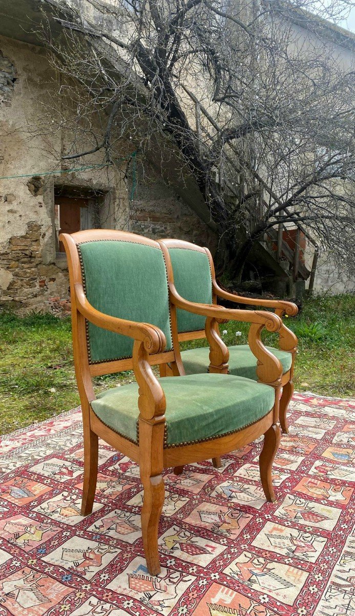 Proantic Paire De Fauteuils Restauration En Acajou Blond poque 190 Proantic Paire De Fauteuils Restauration En Acajou Blond poque 190