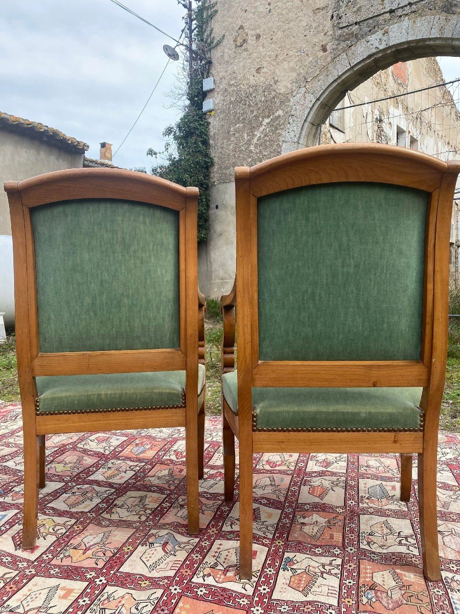 Paire De Fauteuils Restauration En Acajou Blond ,époque 1900-photo-3