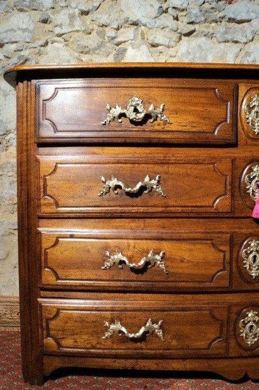 Commode Galbée Louis XIV En Noyer époque XVIIIé -photo-4