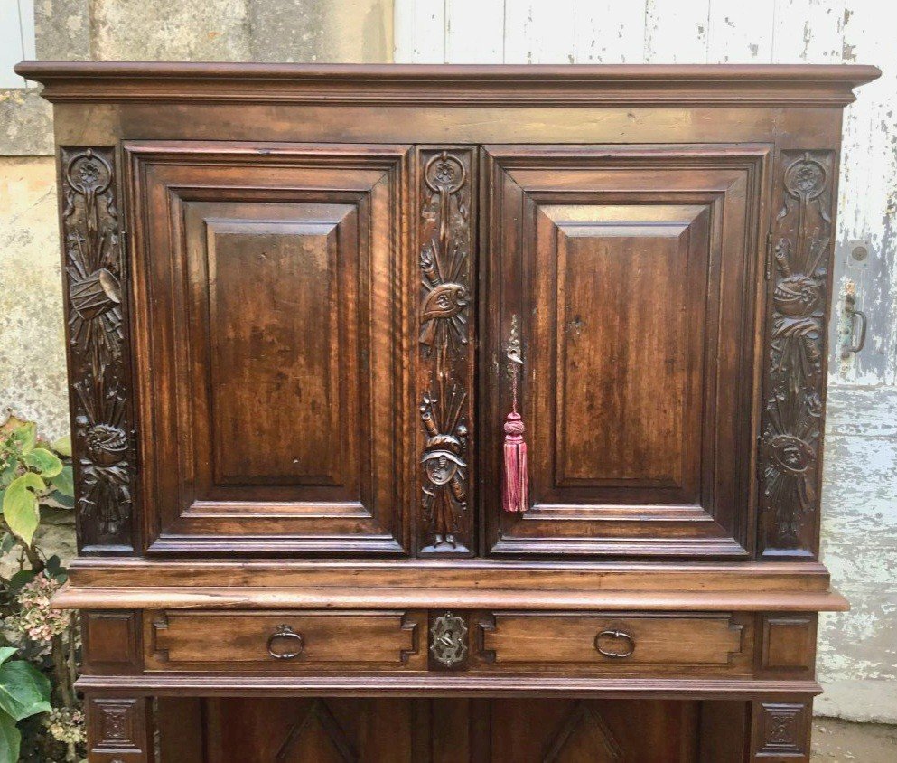 Haute Epoque Style Credenza In Walnut And XIXth Century-photo-4