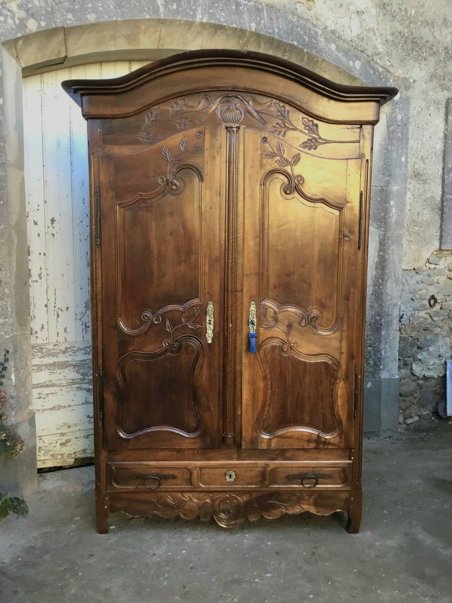 Armoire De Mariage Louis XV Provençale En Noyer d'époque XVIIIé-photo-2