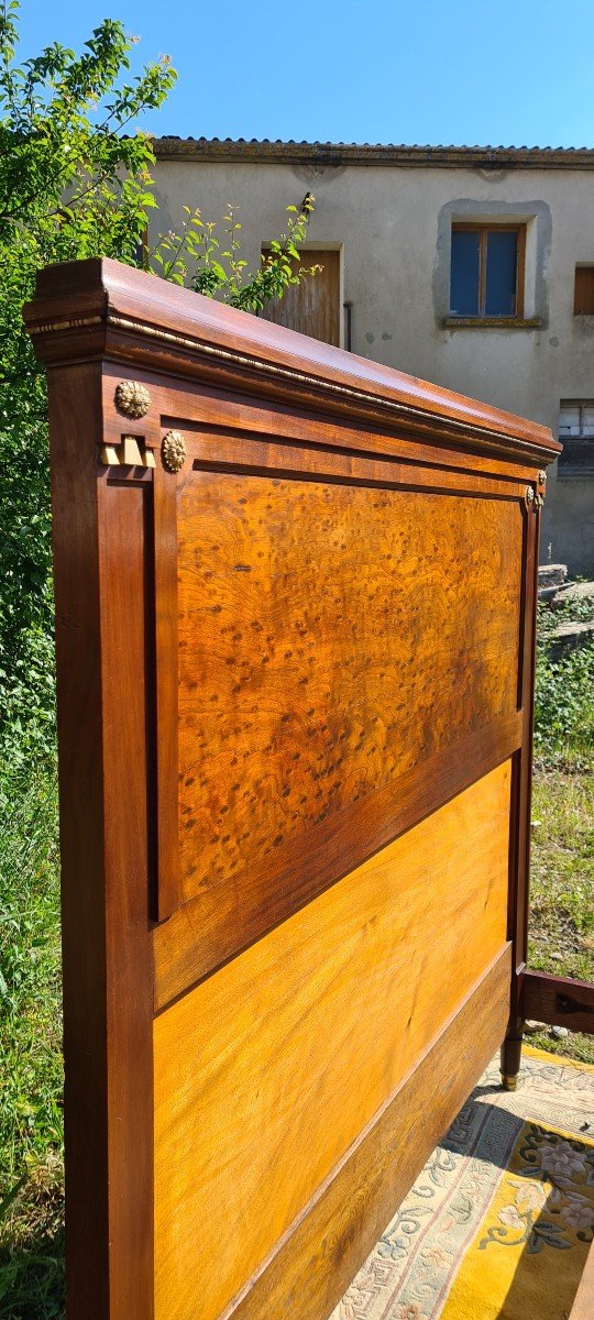 Louis XVI Style Bed In Walnut, 1900 Period-photo-3