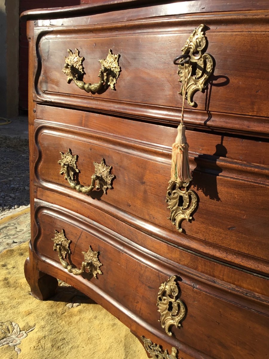 Regency Chest Of Drawers, Curved, In Walnut, 18th Century-photo-2