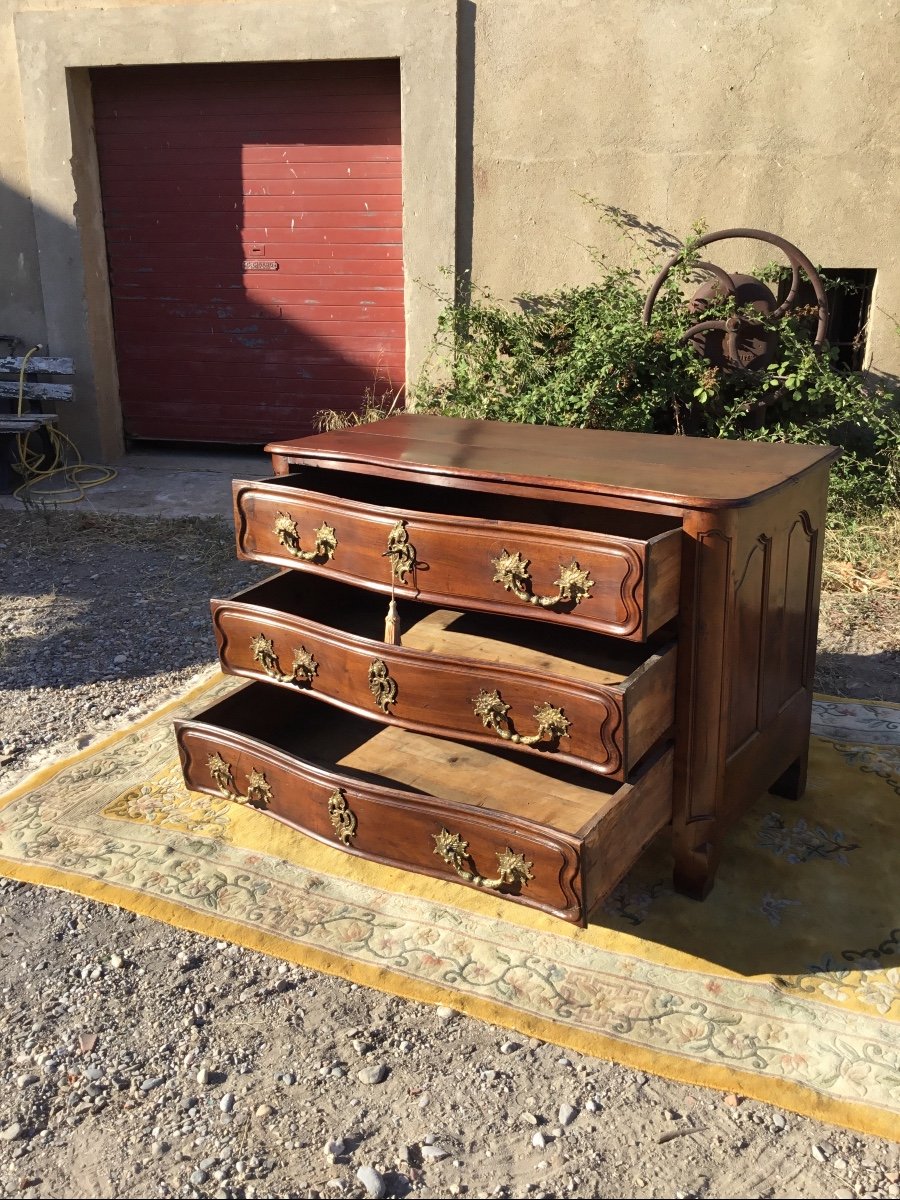 Regency Chest Of Drawers, Curved, In Walnut, 18th Century-photo-4