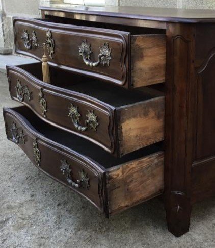 Regency Chest Of Drawers, Curved, In Walnut, 18th Century-photo-6