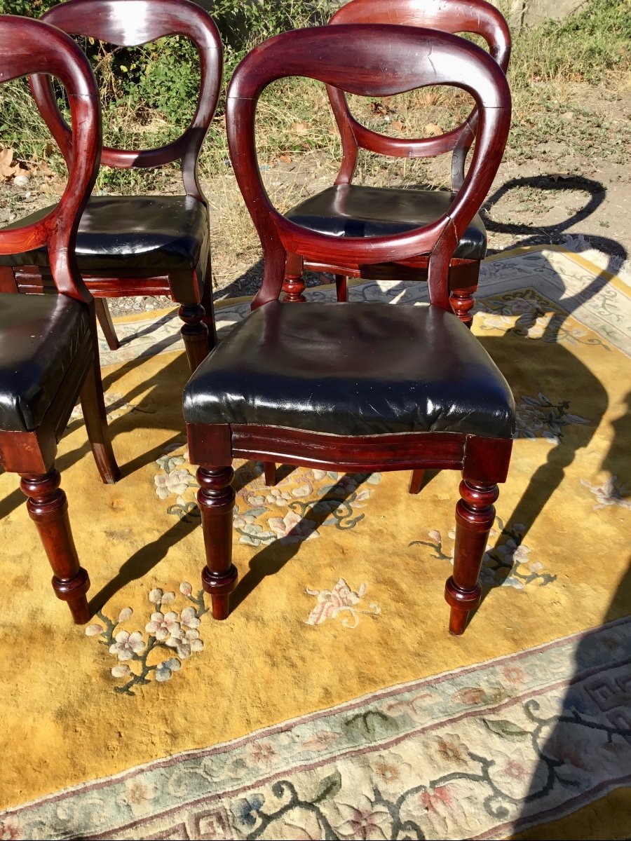 Suite Of Four Louis XV Style Mahogany Chairs From The 19th Period.-photo-4