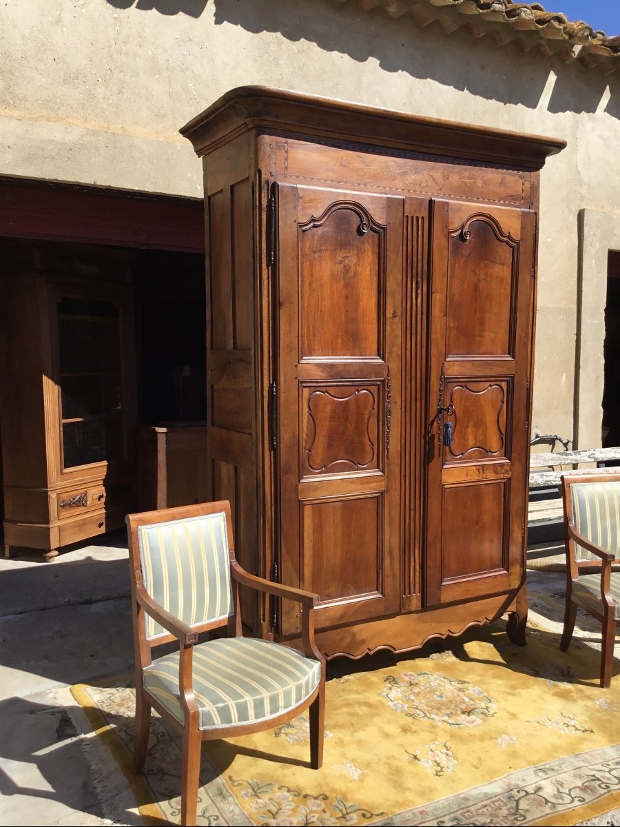 Armoire Provençale, Louis XV, En Noyer D époque, 18em.-photo-3