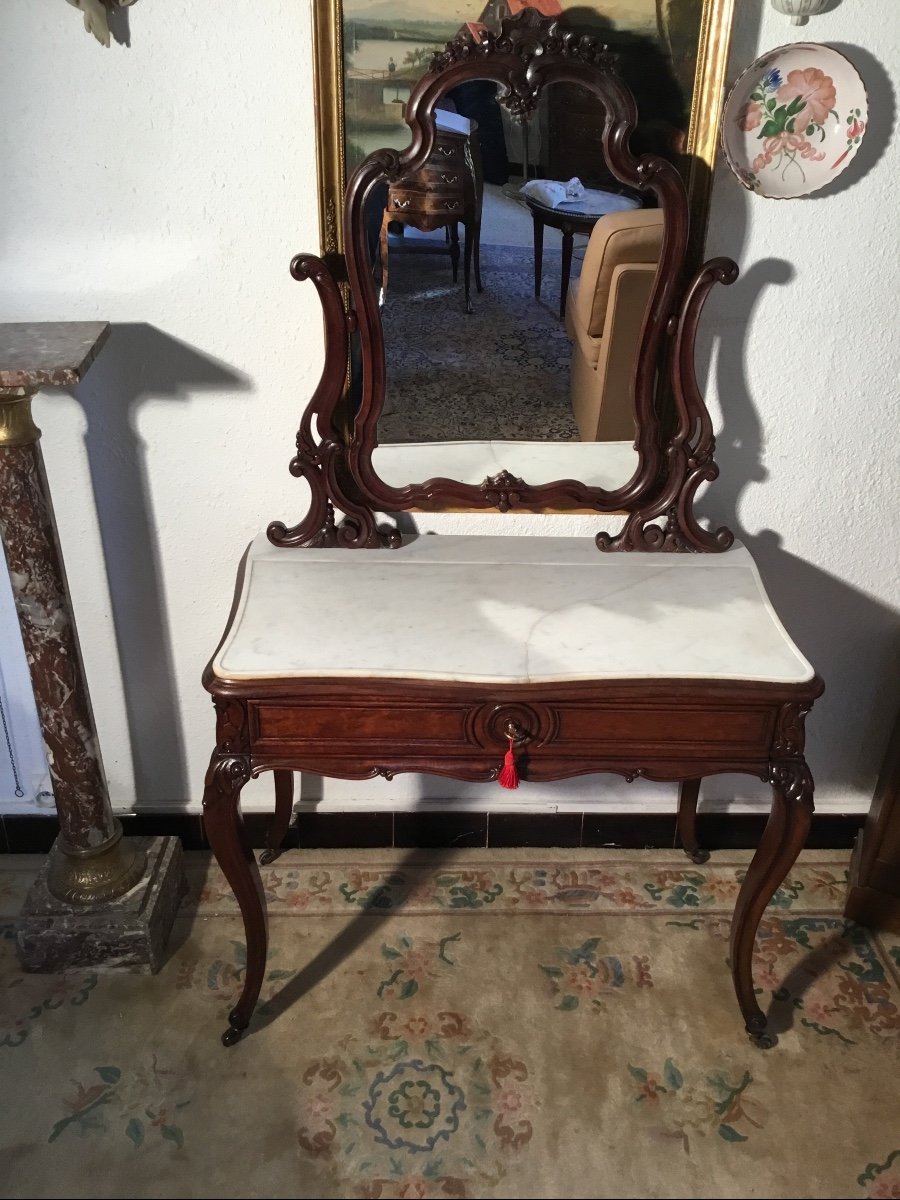 Coiffeuse De Style, Napoléon III, En Acajou Palissandre époque 19emsiècle -photo-2