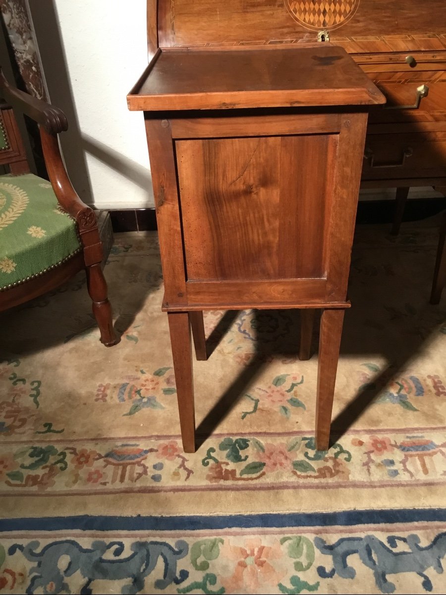 Walnut Curtain Bedside Table, 18th Century Directoire Period-photo-1