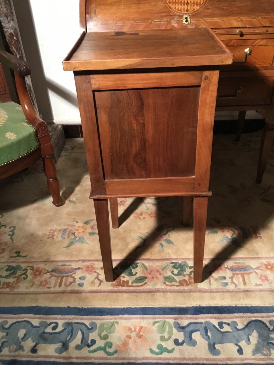 Walnut Curtain Bedside Table, 18th Century Directoire Period-photo-2