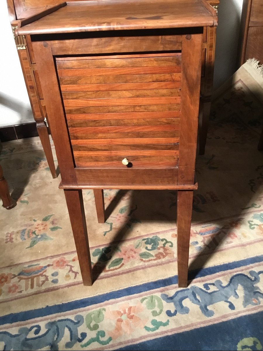 Walnut Curtain Bedside Table, 18th Century Directoire Period-photo-4