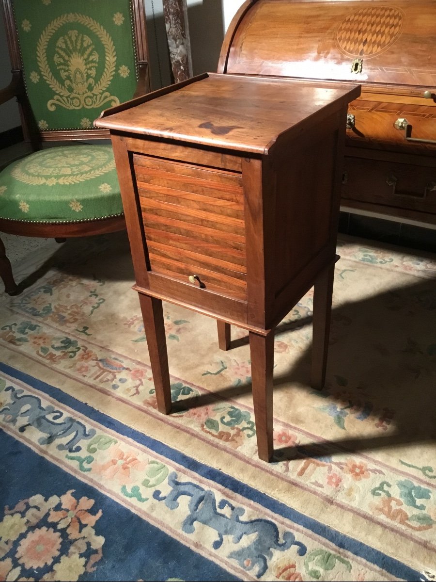 Walnut Curtain Bedside Table, 18th Century Directoire Period